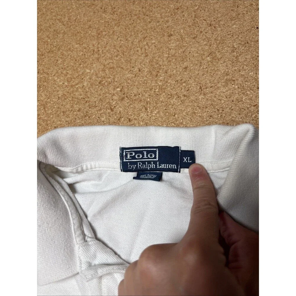 VINTAGE Polo Ralph Lauren Men's Embroidered RL-YC White Polo Shirt XL G2
